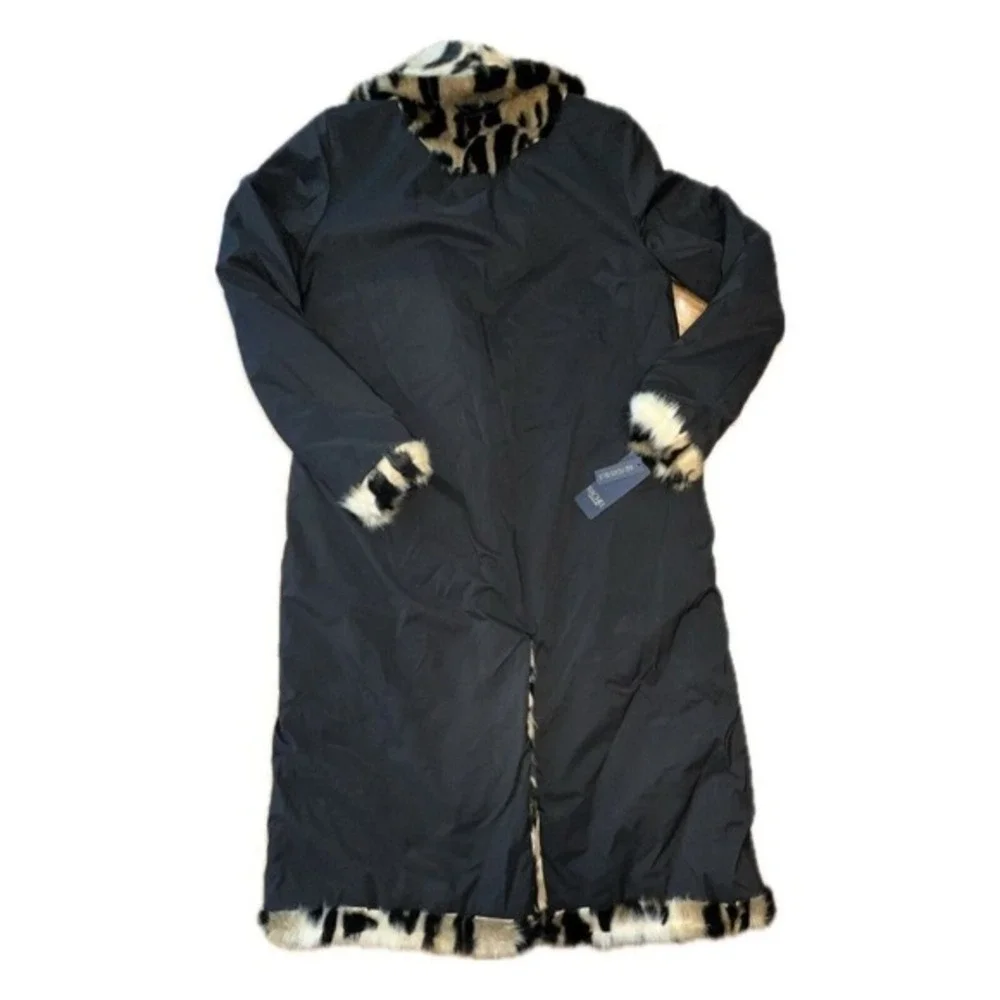 New! Rachel‎ Roy faux fur Animal leopard print reversible coat jacket small - Picture 6 of 13